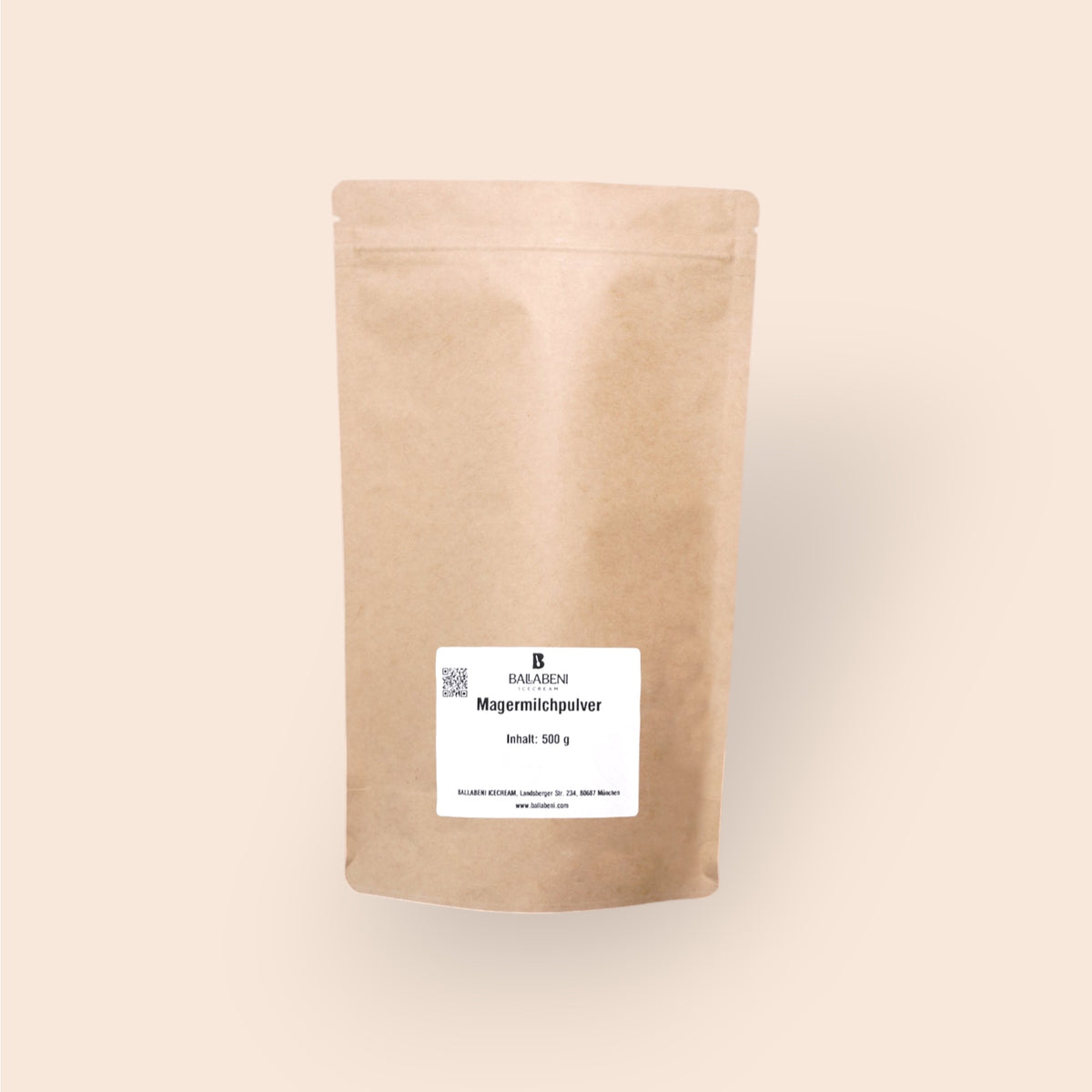 Magermilchpulver von Ballabeni im Kraftpapierbeutel, 500 g