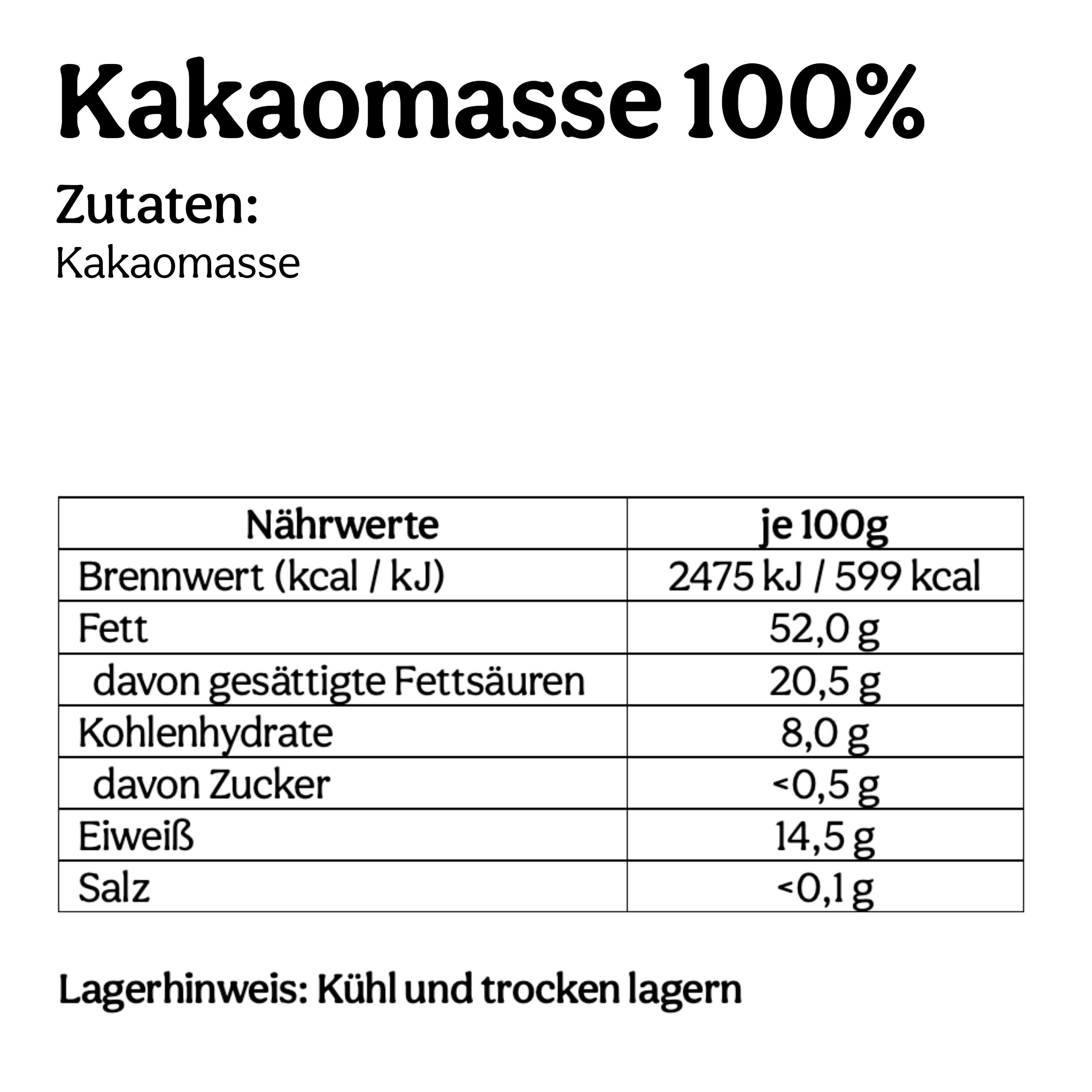 Kakaomasse 100 % (500Gr.)